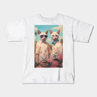 Retro Futuristic Cats Kids T-Shirt